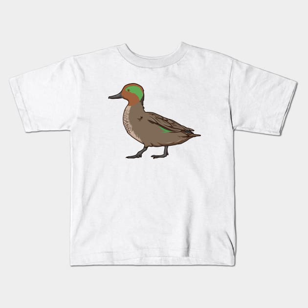 Drawing of Eurasian Teal Kids T-Shirt by Modern Medieval Design